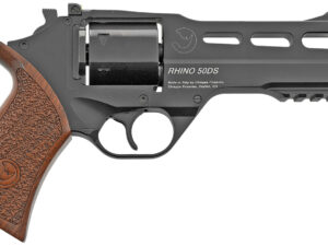 Chiappa Firearms 340220 Rhino 50DS  Small Frame 357 Mag 6 Shot, 5" Black Anodized Steel Vent Rib Barrel, Blued Steel Cylinder, Black Anodized Aluminum Frame, Walnut Grip, Concealed Hammer