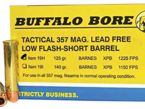 Buffalo Bore Ammunition 19H20 Buffalo-Barnes Strictly Business 357Mag 125gr Barnes VOR-TX XPB Lead Free 20 Per Box/12 Case