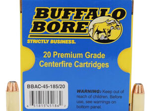 Buffalo Bore Ammunition 4518520 Personal Defense Strictly Business 45ACP +P 185gr Jacket Hollow Point 20 Per Box/12 Case