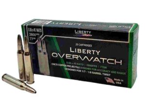 Liberty Overwatch Rifle Ammunition 5.56mm 77gr OTM 2800 fps 20/ct
