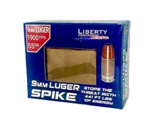 Liberty Spike Handgun Ammunition 9mm Luger 55gr HP 1900 fps 20/ct