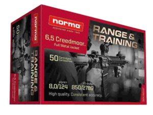 Norma Range & Training Rifle Ammunition 6.5 Creedmoor 124gr FMJ 2789 fps 50/ct