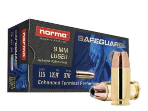 Norma Safeguard Handgun Ammunition 9mm Luger 115gr JHP 1214 fps 50/ct