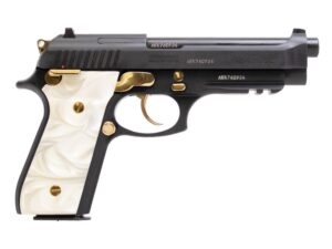 Taurus PT92 Handgun 9mm Luger 17rd Magazines (2) 5" Barrel Black with Pearl Grips and Gold Accents
