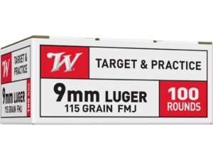 Winchester Target Handgun Ammunition 9mm Luger 115 gr. FMJ 1190 fps 100/ct