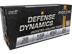 Fiocchi Pistol Shooting Dynamics Handgun Ammunition .38 Spl 158 gr JHP 850 fps 50/box