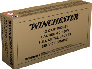 Winchester Ammo SG40W Service Grade  40S&W 165gr Full Metal Jacket Flat Nose 50 Per Box/10 Case