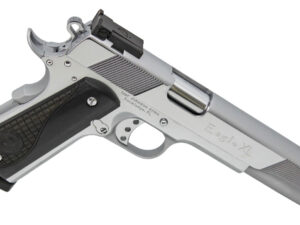 Iver Johnson Arms EAGLEXLC45 Eagle XL  45 ACP 8+1 6" Steel Barrel, Bright Chrome High Polished Long/Serrated Steel Slide & Frame w/Beavertail, Diamondwood Walnut w/Integrated Logo Grip, Right Hand