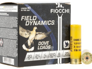 Fiocchi 20GT8 Field Dynamics Dove & Quail 20Gauge 2.75" 7/8oz 8Shot 25 Per Box/10 Case