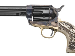 Taylors & Company 200071 1873 Cattleman 357 Mag Caliber with 4.75" Blued Finish Barrel, 6rd Capacity Blued Finish Cylinder, Color Case Hardened Finish Steel Frame & Imitation Stag Grip