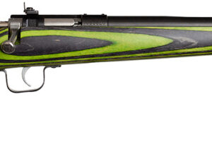 Crickett KSA2231 Youth  22 LR 1rd 16.12" Blued Barrel & Receiver, Fixed Front/Adjustable Rear Peep Sights, Green/Black Laminate Stock w/11.5" LOP, Rebounding Firing Pin Safety