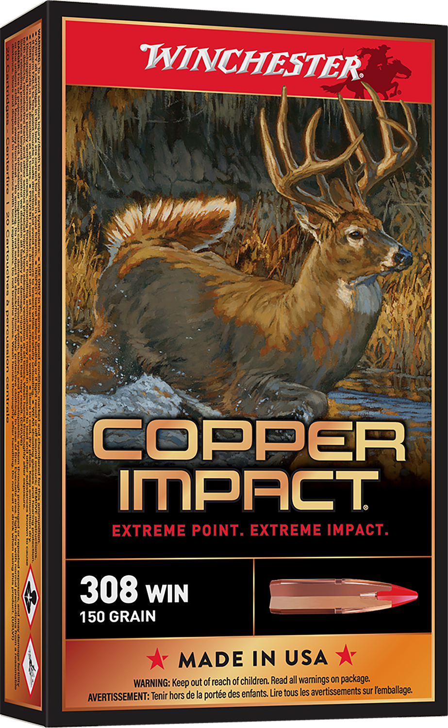 Winchester Ammo X308CLF Copper Impact 308Win 150gr Copper Extreme Point Lead Free 20 Per Box/10 Case