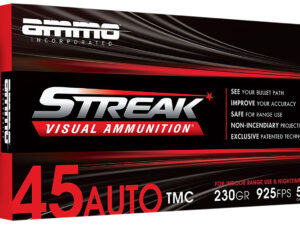 Ammo Inc 45230TMCSTRKRED50 Streak Visual (RED)  45ACP 230gr Total Metal Case 50 Per Box/20 Case