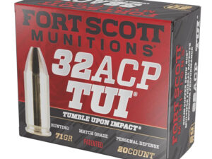 Fort Scott Munitions 32ACP71SCV Tumble Upon Impact (TUI)  32ACP 71gr Solid Copper Spun 20 Per Box/25 Case