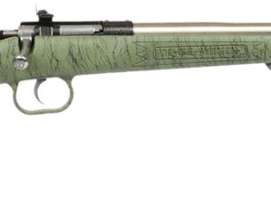 Crickett KSA2442 Gen2  Youth 22 LR 1rd 16.13" Stainless Single Shot Barrel, Stainless Steel Receiver, Green w/Black Webbing Fixed Synthetic Stock