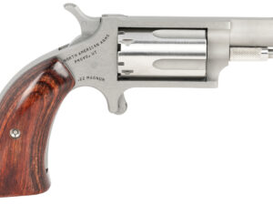 North American Arms 22MGBG Mini-Revolver  Sports South Exclusive 22 WMR 5 Shot 1.63" Stainless Steel Barrel, Frame & Cylinder, Wood Boot Grip, Exposed Hammer