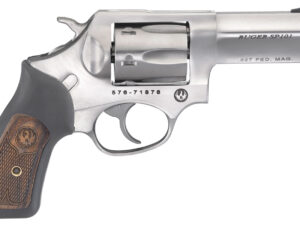 Ruger 5784 SP101  327 Federal Mag  3" Barrel 6rd Triple-Locking Cylinder, Satin Stainless Steel, Cushioned Rubber With Engraved Wood Insert Grip, Transfer Bar Safety