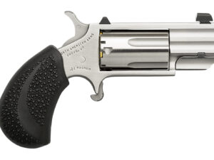 North American Arms PUGD Pug  22 WMR 5 Shot 1" Stainless Steel Barrel, Frame & Cylinder, Black Pebbled Rubber Grip, Exposed Hammer