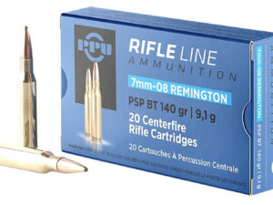 PPU PP708 Metric Rifle  7mm-08Rem 140gr Pointed Soft Point Boat Tail 20 Per Box/10 Case