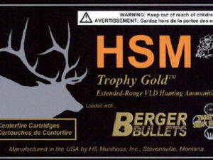 HSM 300WSM168VLD Trophy Gold Extended Range 300 WSM 168 gr Berger Hunting VLD Match 20 Per Box/ 25 Case