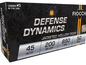 Fiocchi 45B500 Defense Dynamics  45ACP 200gr Jacketed Hollow Point 50 Per Box/10 Case