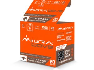 Migra Ultimate Dove Hi-Brass Lead Shotshells 20ga 3" 1-1/4oz  #7.5 & 9 Shot 25/ct