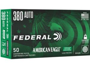 Federal American Eagle IRT Lead Free Handgun Ammunition .380 Auto 70gr 1110 fps 50/ct