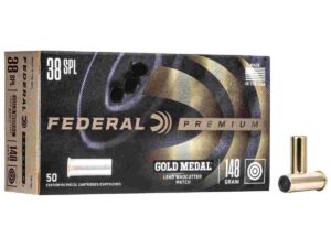 Federal Premium Gold Medal Handgun Ammunition .38 Spl 148 gr LWC 690 fps 50/box