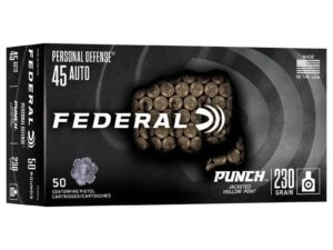 Federal Personal Defense Punch Handgun Ammunition .45 Auto 230gr JHP 890 fps 50/ct