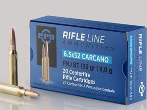 PPU Rifle Ammunition 6.5mm x 52 Carcano 139 gr FMJ-BT 2525 fps 20/ct