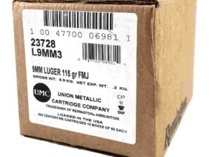 Remington UMC Handgun Ammunition 9mm Luger 115 gr FMJ 1145 fps 1000/ct Case (20-50/ct Boxes)