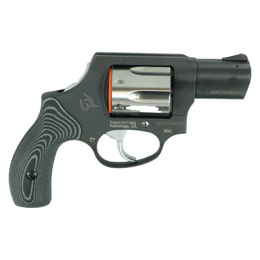 Taurus 856 Concealed Hammer Handgun .38 Spl 6rd Capacity 2" Barrel Matte Black Finish/Stainless Cylinder Grey VZ Grips