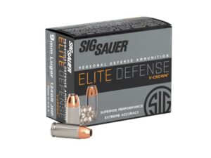 Sig Sauer Elite Performance Pistol Ammunition 9mm 124 gr Elite V-Crown JHP Box 20