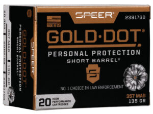 Speer 23917GD Gold Dot Personal Protection Short Barrel 357Mag 135gr Hollow Point 20 Per Box/10 Case