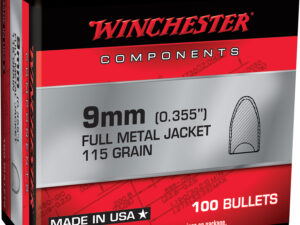 Winchester Ammo WB9MC115X Centerfire Handgun Reloading 9mm 115gr Full Metal Jacket Flat Base 100 Per Box/10 Case