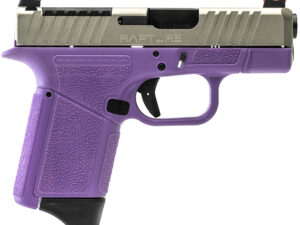 Gforce Arms GF932512PUN Rapture  Sub-Compact Frame 9mm Luger 12+1 3.25" Black Steel Barrel, Nickel Steel Optic Cut/Serrated Slide, Purple Cerakote Polymer Frame, Shield RMSc/RMR Footprint