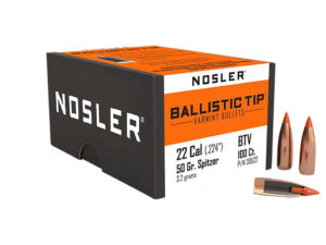 Nosler 39522 Ballistic Tip  22Cal 50gr Spitzer Point 100/Box
