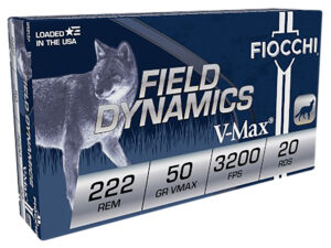 Fiocchi 222HVA Field Dynamics  222Rem 50gr Hornady V Max 20 Per Box/10 Case
