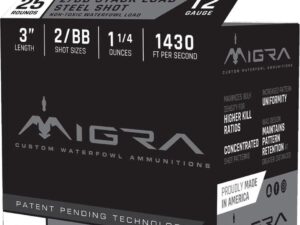 Migra Waterfowl Steel Shot Shotshell 12 ga 3" 1-1/4 oz 1430 fps #2-BB 25/ct