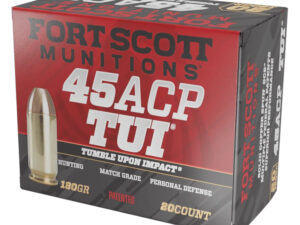 Fort Scott Munitions 450180SCV Tumble Upon Impact (TUI)  45ACP 180gr Solid Copper Spun 20 Per Box/25 Case