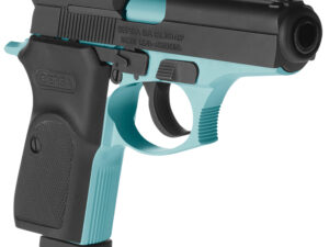 Bersa T380BLM8 Thunder  Micro-Compact Frame 380 ACP 8+1, 3.50" Robin Egg Blue Cerakote Steel Barrel, Matte Black Serrated Steel Slide, Robin Egg Blue Cerakote Aluminum Frame