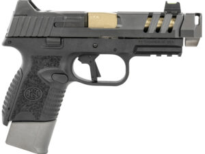 FN 66101347 509 CC Edge 9mm Luger 12+1/15+1 (2) 4.20" Threaded Gold Barrel, Black Frame, Graphite Optic & Lightening Cut Slide, Optic Height Fiber Optic Sights, Compensator (No Manual)