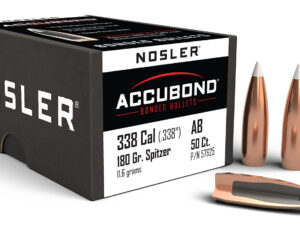 Nosler 57625 AccuBond  338Cal 180gr Spitzer Point Boat Tail 50/Box