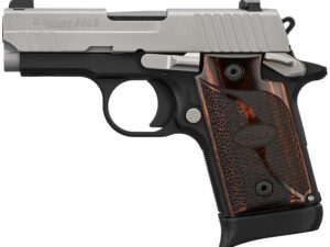 Sig Sauer 9389TXR3AMBI P938  Micro-Compact Frame 9mm Luger 6+1/7+1 3" Black Steel Barrel, Bead Blast Serrated Stainless Steel Slide, Black Anodized Aluminum Frame w/Beavertail, Rosewood Hogue Grip