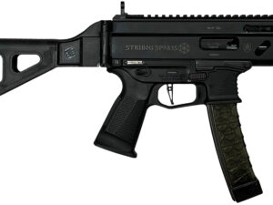 Grand Power 810091152836 Stribog SP9A35S 9mm Luger 30+1 8" Black Picatinny Rail Receiver, SB Tactical Brace, Black Polymer Grip