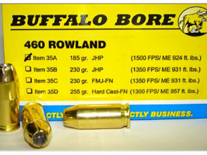 Buffalo Bore Ammunition 35A20 Personal Defense Strictly Business 460Rowland 185gr Jacket Hollow Point 20 Per Box/12 Case