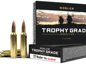 Nosler 60918 Trophy Grade  22Nosler 70gr Nosler AccuBond 20 Per Box/20 Case