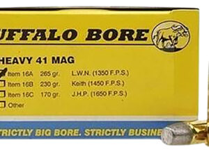 Buffalo Bore Ammunition 16A20 Heavy Strictly Business 41Rem Mag 265gr Hard Cast Lead 20 Per Box/12 Case