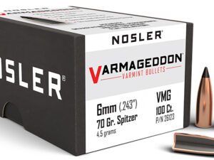 Nosler 26123 Varmageddon  6mm 70gr Flat Base Tipped 100/Box