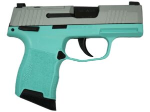Sig Sauer "Silver Slide/Robin's Egg Blue Frame" P365 Optic Ready Handgun 9mm Luger 10rd Magazines(2) 3.1" Barrel X-RAY 3 Sights Manual Safety